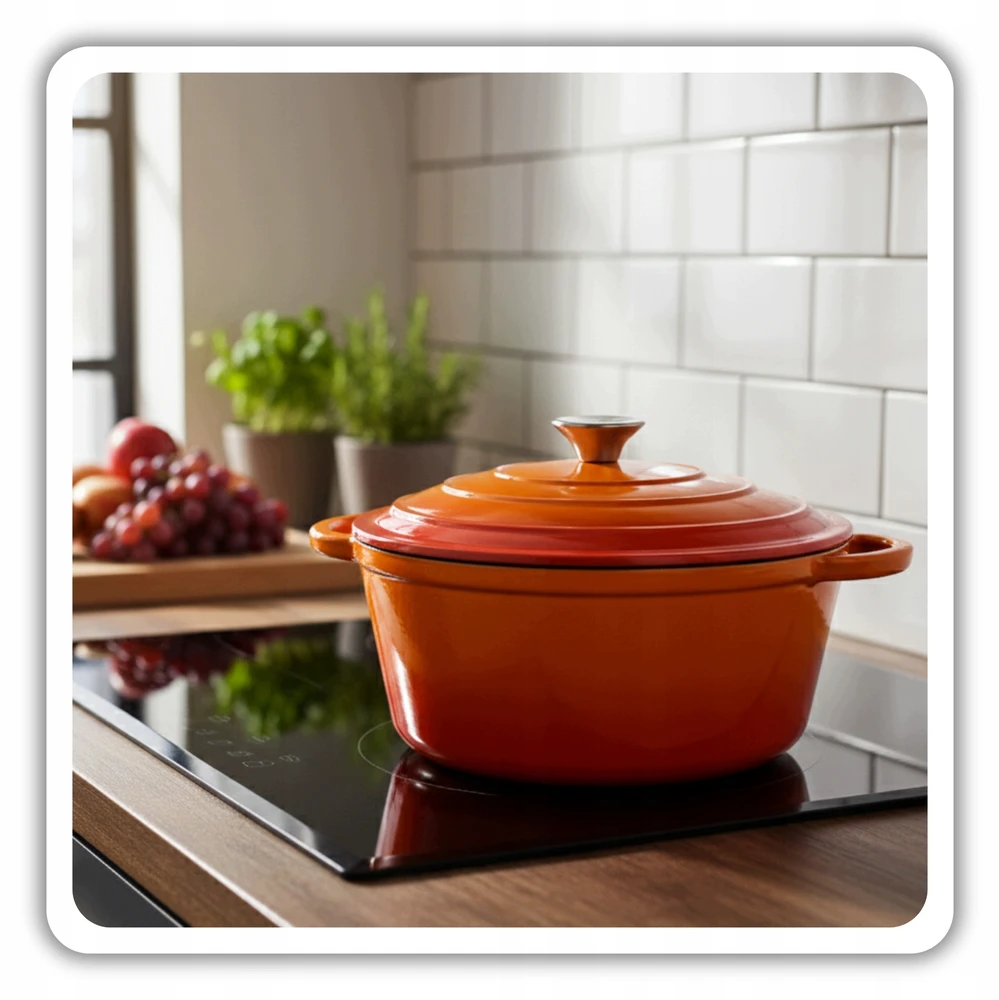 HAGE KETUS PUODAS 3L emaliuotas DANGINIS ORANŽINĖ DUJINĖ KROSTELĖ 22cm