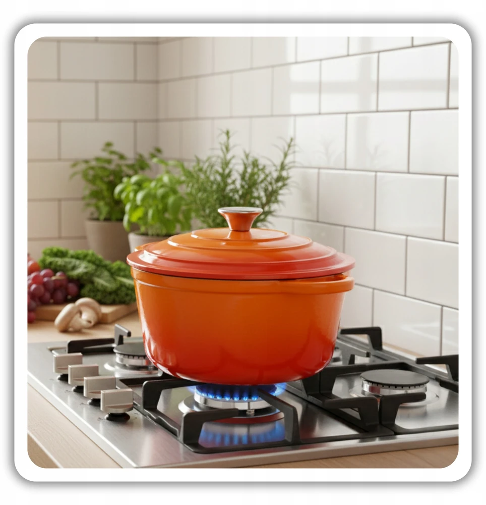 HAGE KETUS PUODAS 3L emaliuotas DANGINIS ORANŽINĖ DUJINĖ KROSTELĖ 22cm