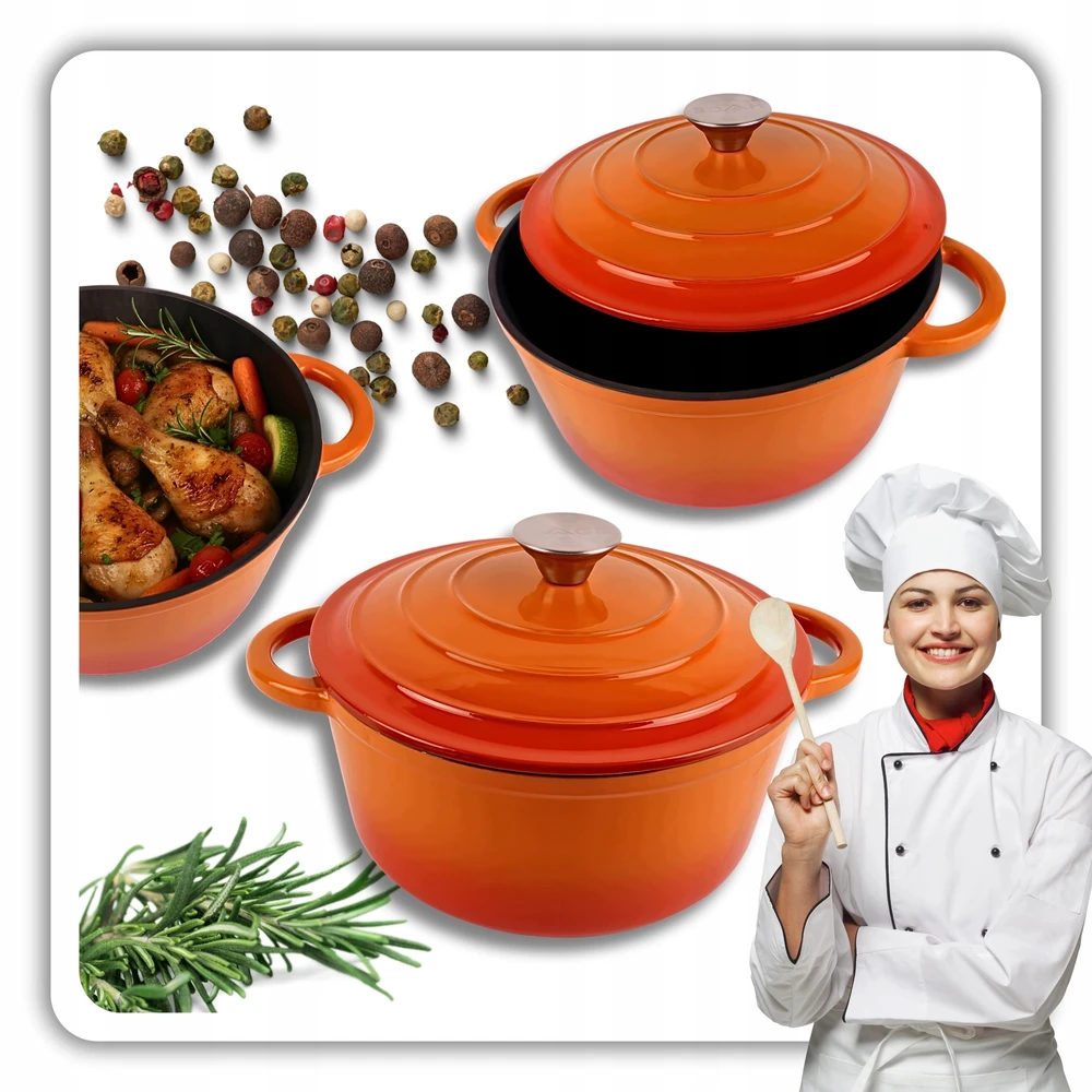 HAGE KETUS PUODAS 3L emaliuotas DANGINIS ORANŽINĖ DUJINĖ KROSTELĖ 22cm