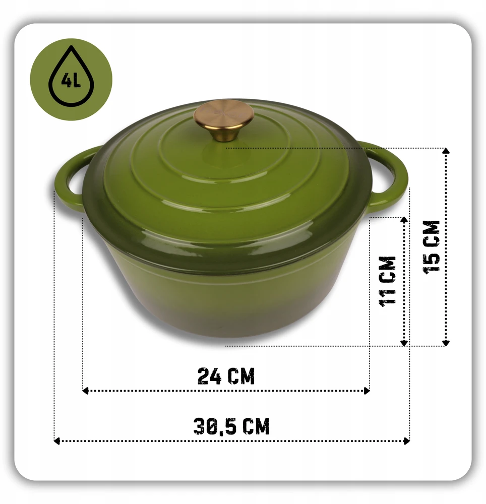 HAGE KETUS PUODAS 4L EMALINIU DANČIU ALYVUOGIŲ DUJINĖ INDUKCINĖ KROSTELĖ 24cm