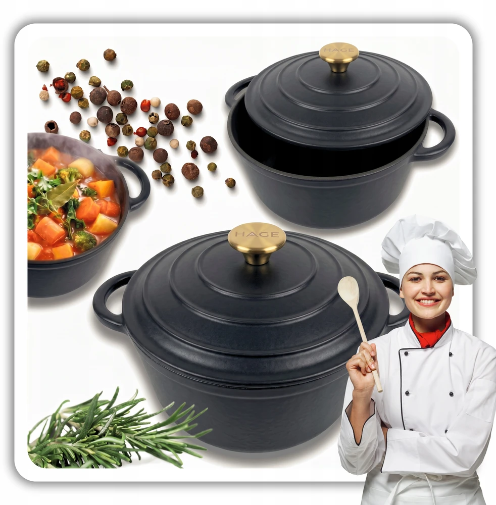 HAGE KETUS PUODAS 5L EMALINIS DANGIS MATINIS Juodas INDUKCINĖ KRAIŠKA 26cm