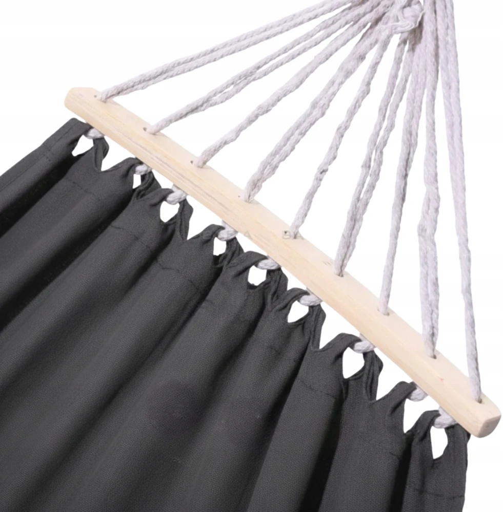 HAGE TURISTINIS SODO BOHO HAMAKAS SU BĖGIU 150x275cm 240kg TAMSIAI PILKA