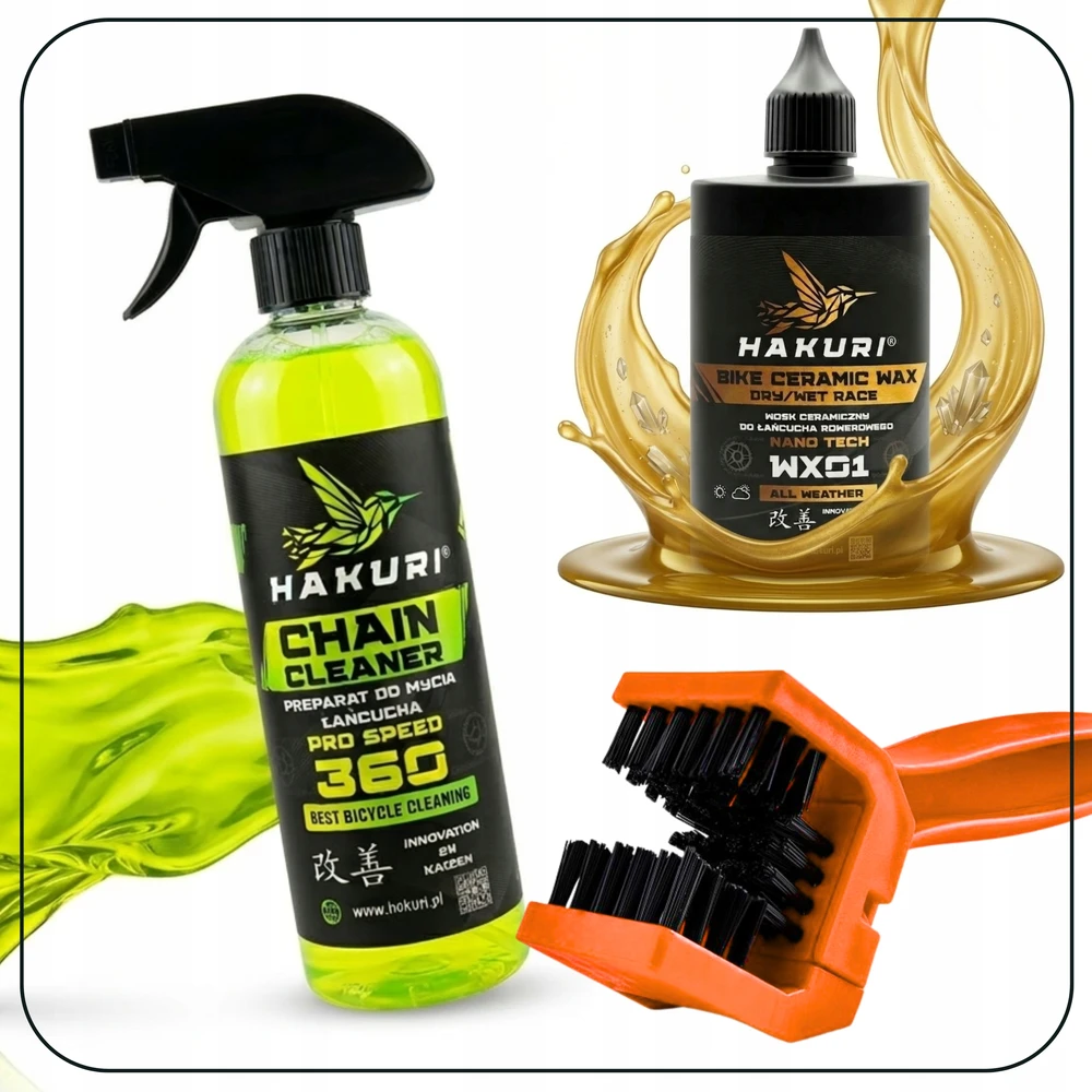Hakuri CERAMIC WAX dviračių grandinės tepalas CLEANER RIEBALŲ ŠEPETĖLIS