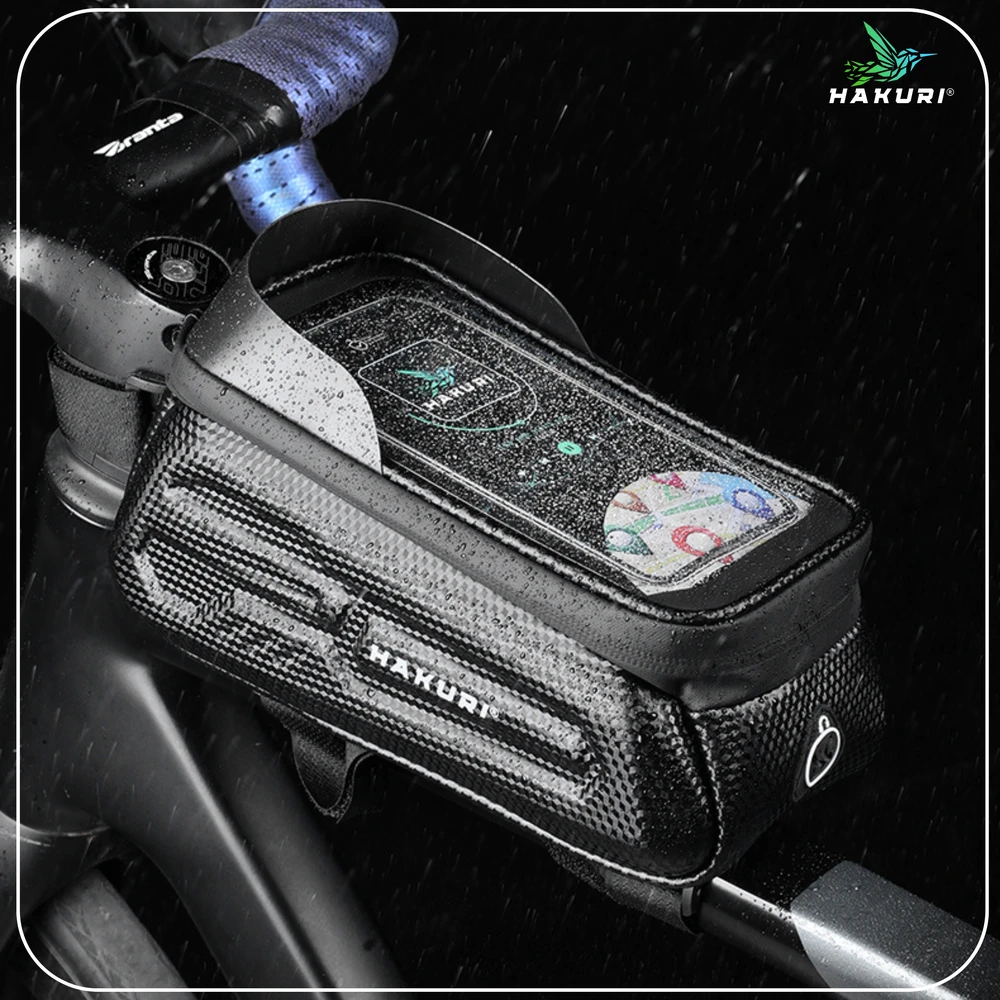 Hakuri Dviračio sėdmaišis Touch Bag for Phone WATERPROOF Dviračio rėmo maišelis