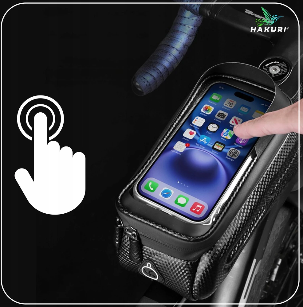Hakuri Dviračio sėdmaišis Touch Bag for Phone WATERPROOF Dviračio rėmo maišelis