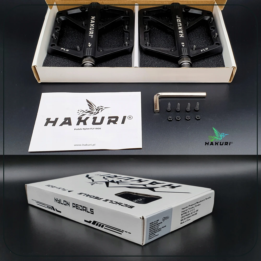 Hakuri PLATFORM dviračio pedalai Nylon 3 guoliai Light + PINS MTB EBIKE
