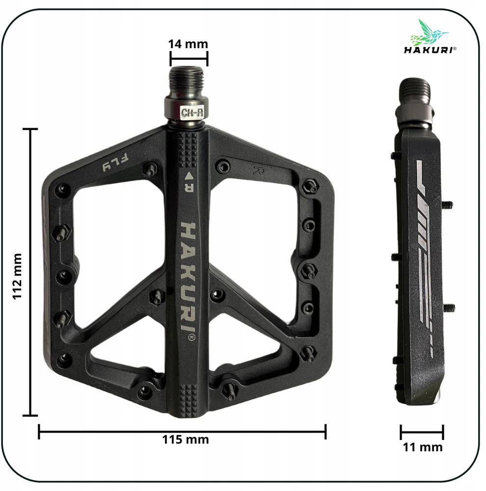 Hakuri PLATFORM dviračio pedalai Nylon 3 guoliai Light + PINS MTB EBIKE