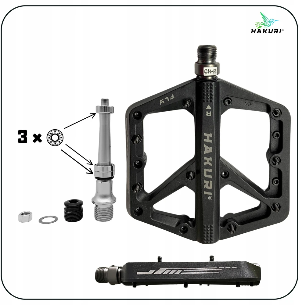 Hakuri PLATFORM dviračio pedalai Nylon 3 guoliai Light + PINS MTB EBIKE