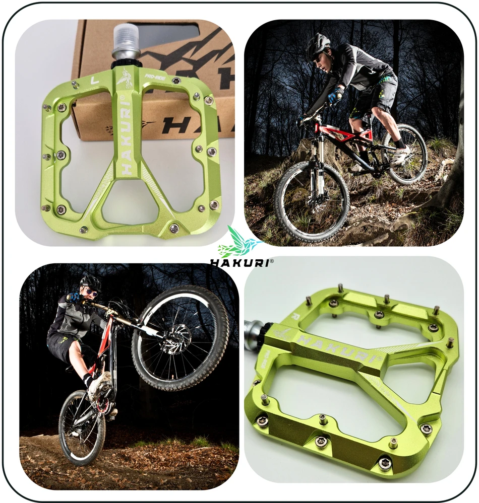 Hakuri PLATFORMINIAI DVIRAČIO PEDALAI Aliuminio 3 sandarūs kasetiniai guoliai MTB