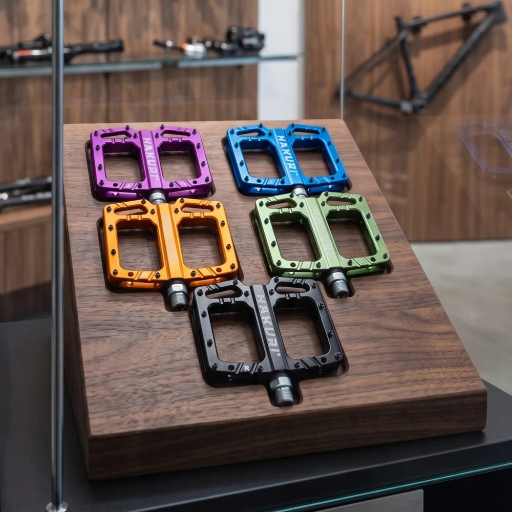 Hakuri PLATFORMINIAI DVIRAČIO PEDALAI ENDURO MTB ALUMINIUM 3 x guoliai Žalias ARMY