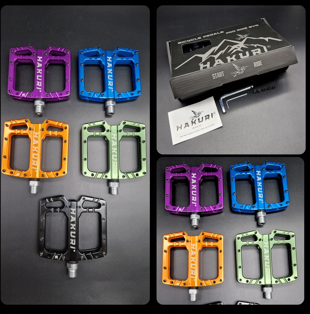 Hakuri PLATFORMINIAI DVIRAČIO PEDALAI ENDURO MTB ALUMINIUM 3 x guoliai Žalias ARMY