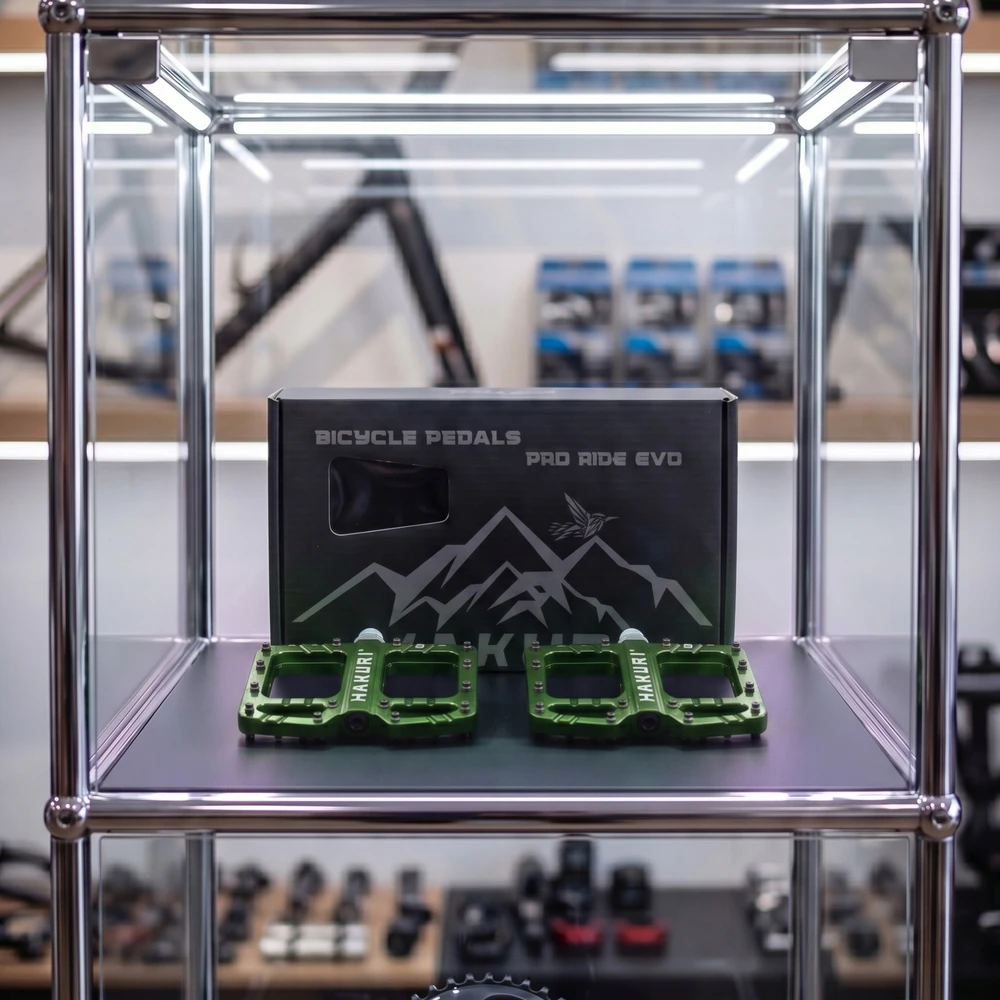 Hakuri PLATFORMINIAI DVIRAČIO PEDALAI ENDURO MTB ALUMINIUM 3 x guoliai Žalias ARMY