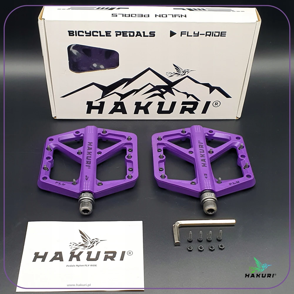 Hakuri Platforminiai pedalai Nailoniniai pedalai Šviesiai violetiniai + MTB PINS 3 GUOLIAI