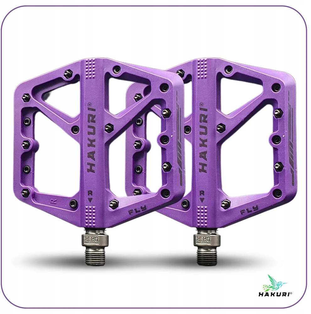 Hakuri Platforminiai pedalai Nailoniniai pedalai Šviesiai violetiniai + MTB PINS 3 GUOLIAI