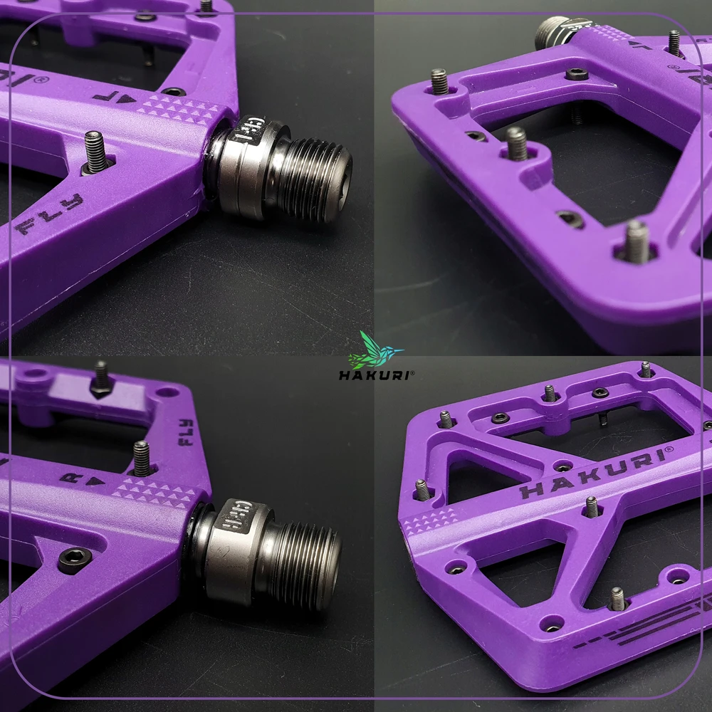 Hakuri Platforminiai pedalai Nailoniniai pedalai Šviesiai violetiniai + MTB PINS 3 GUOLIAI