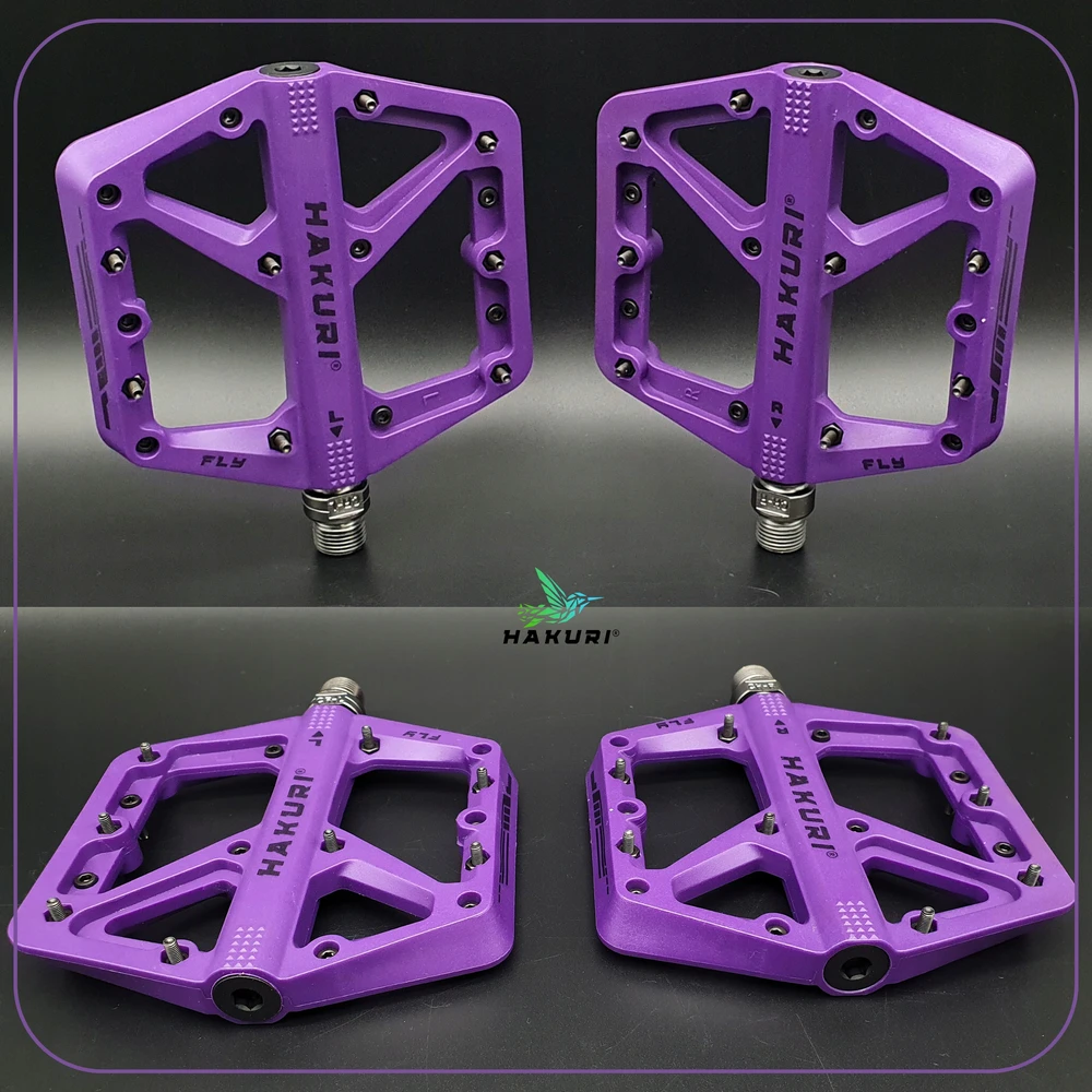 Hakuri Platforminiai pedalai Nailoniniai pedalai Šviesiai violetiniai + MTB PINS 3 GUOLIAI