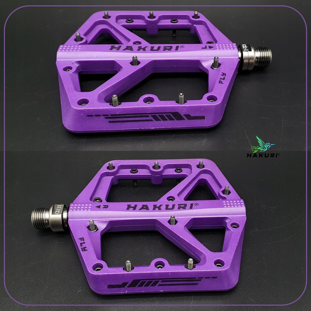 Hakuri Platforminiai pedalai Nailoniniai pedalai Šviesiai violetiniai + MTB PINS 3 GUOLIAI