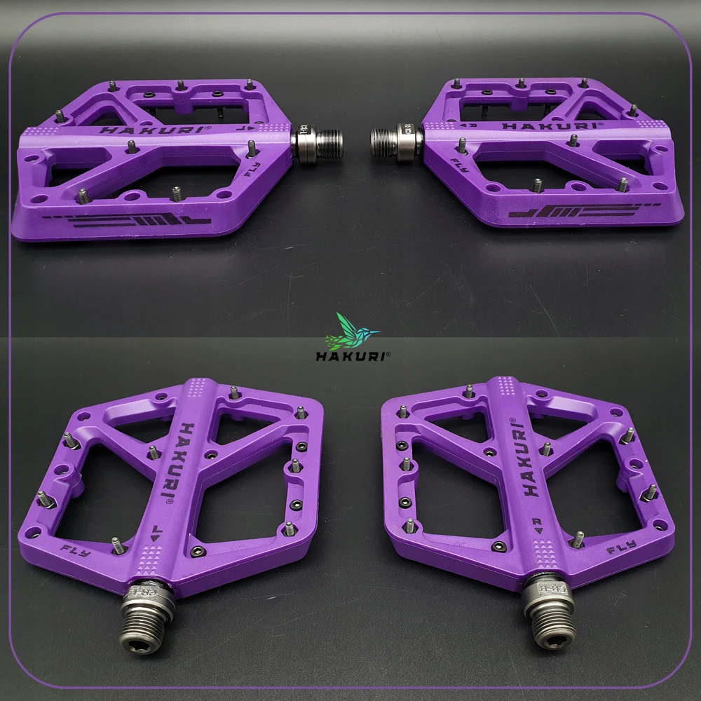 Hakuri Platforminiai pedalai Nailoniniai pedalai Šviesiai violetiniai + MTB PINS 3 GUOLIAI