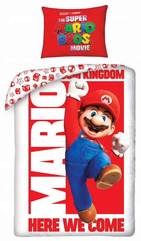 Halantex Super Mario Bros patalynė 140 x 200 cm ir pagalvės užvalkalas 70 x 90 cm