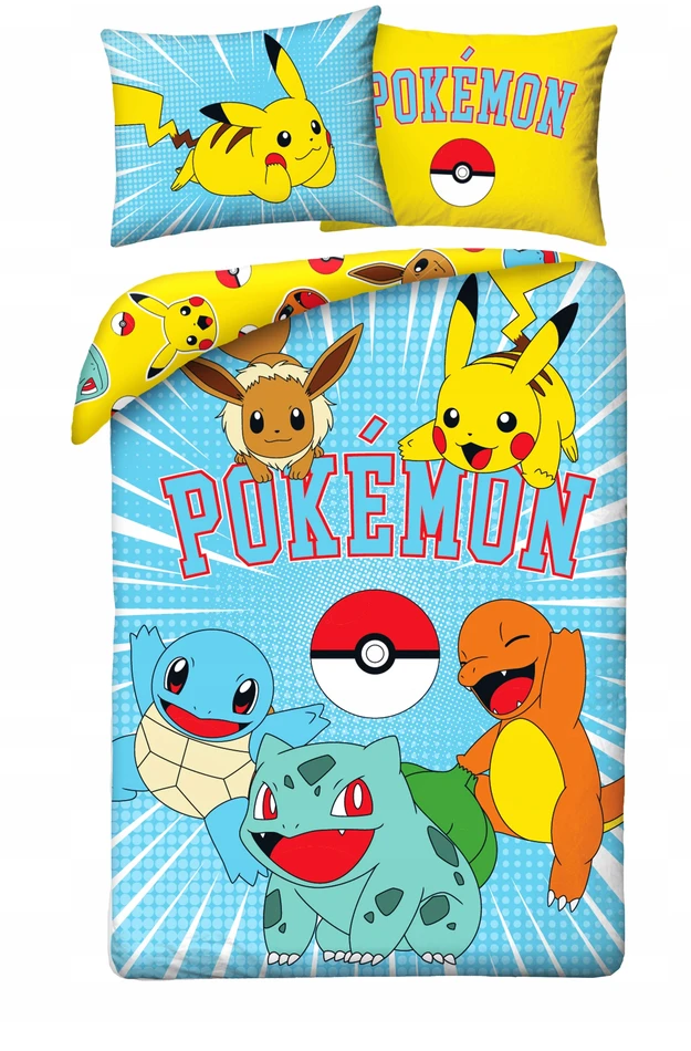 Halantex Medvilninė patalynė 140x200 Pokemon Pikachu Cotton