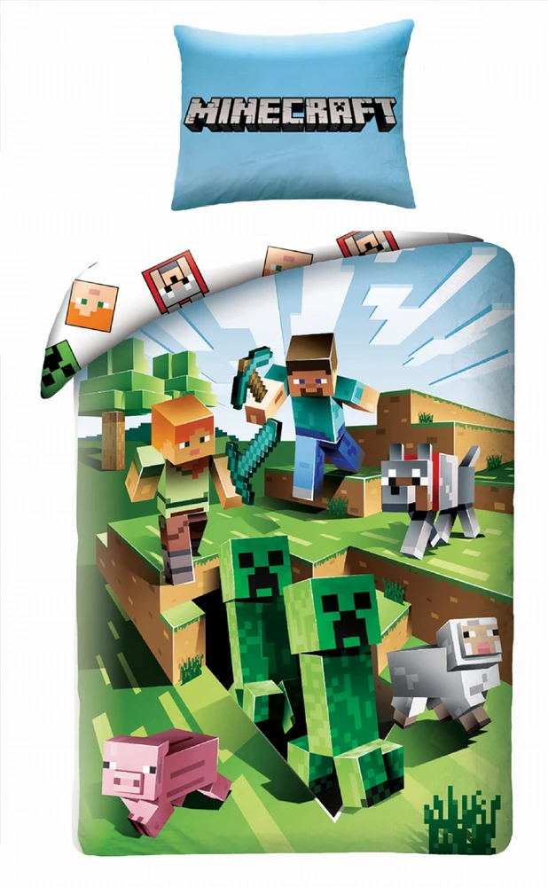 Halantex Minecraft patalynė 160 x 200 cm + 70 x 80 cm