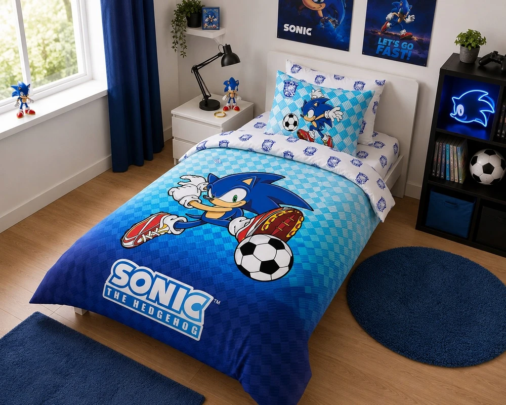Halantex vaikiškas patalynės komplektas Sonic Football, 140x200 cm, 2 dalių
