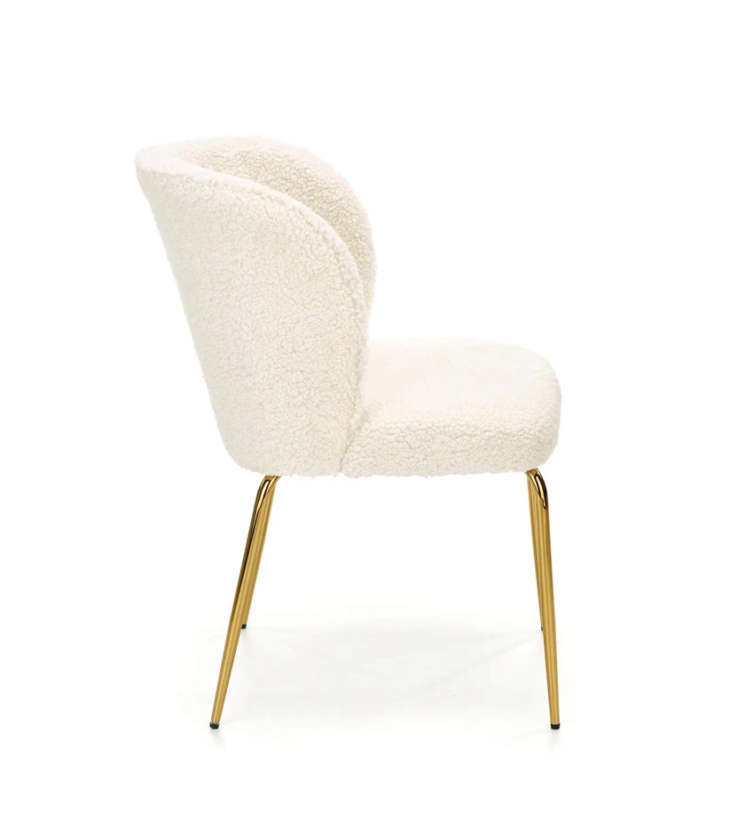 Halmar Kėdė apmušta boucle audiniu, metalo kremu, auksu K474 Glamour