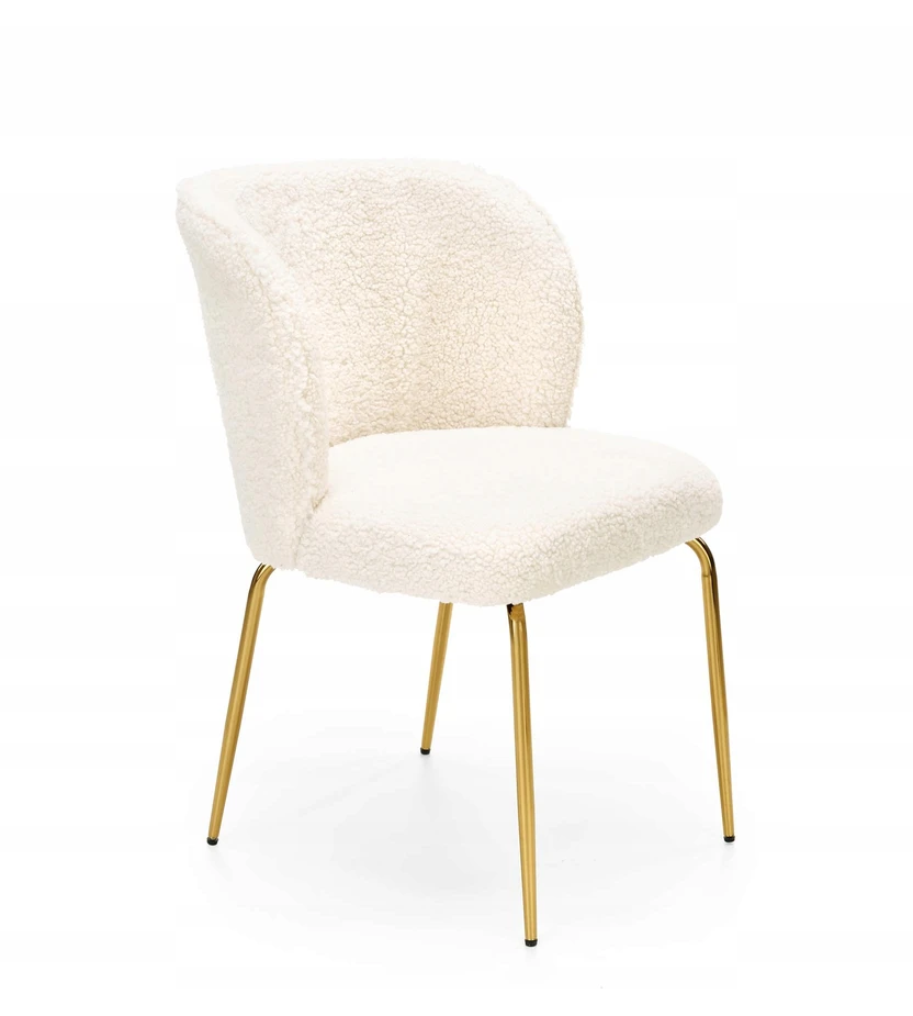 Halmar Kėdė apmušta boucle audiniu, metalo kremu, auksu K474 Glamour