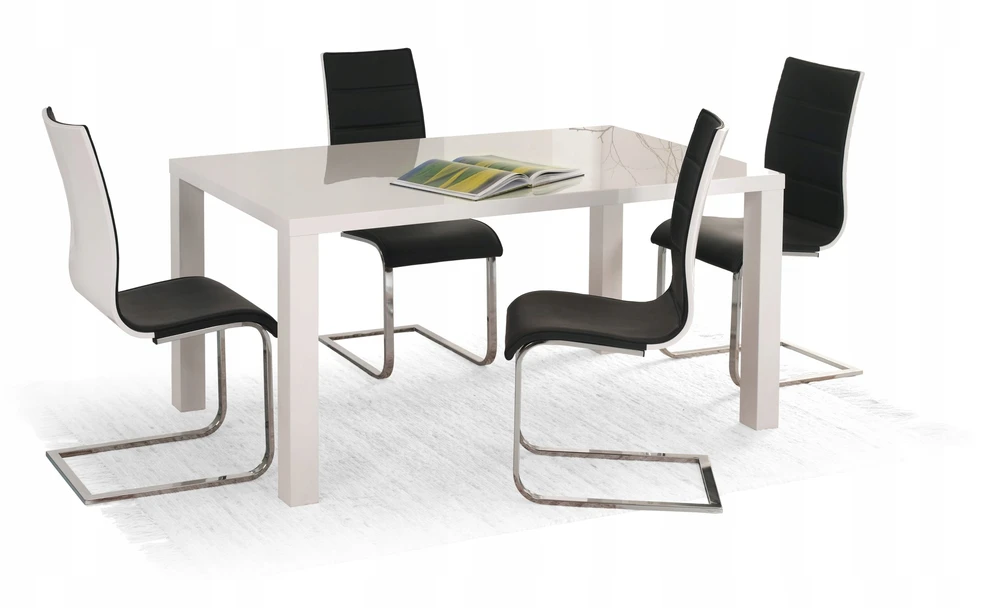 Halmar kėdė, dirbtinė oda K104 Baltas/Pilkas ECO LEATHER Virtuvės kambarys