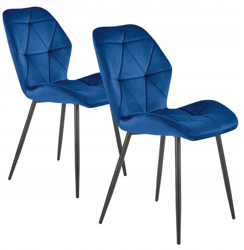 Halmar Loft K453 tamsiai mėlyno aksominio metalo dygsniuota minkšta kėdė svetainei