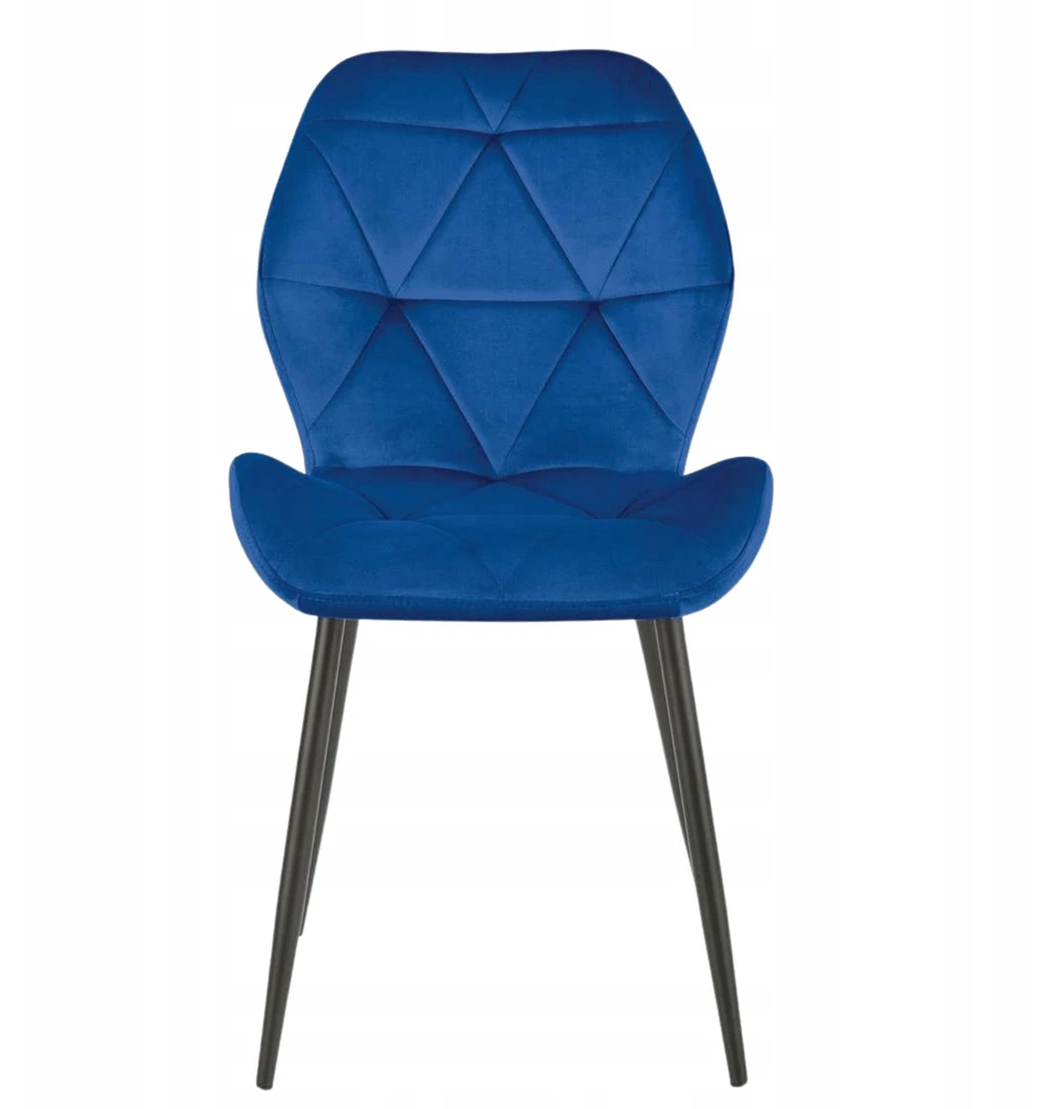 Halmar Loft K453 tamsiai mėlyno aksominio metalo dygsniuota minkšta kėdė svetainei