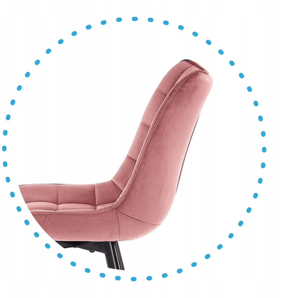 Halmar Minkšta aksominė metalinė kėdė lofto valgomajam K332 Rožinė Velvet