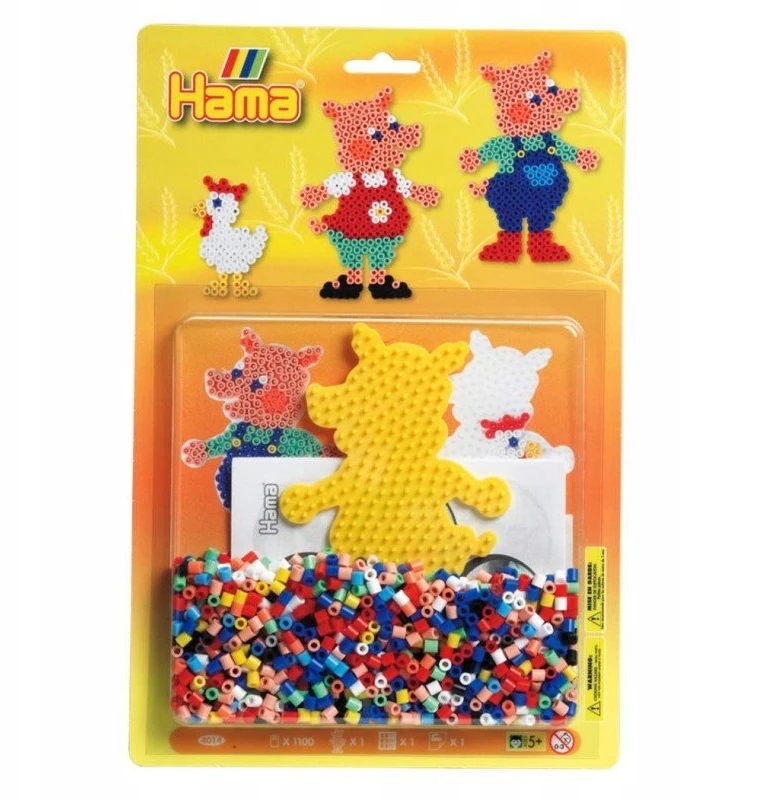 Hama 4014: 1100 koralikų midi, kiaulytės formos pagrindas