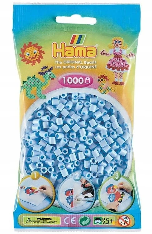 Hama MIDI karoliukai 1000 karoliukų 207-97 spalva šviesiai mėlyna pastelinė