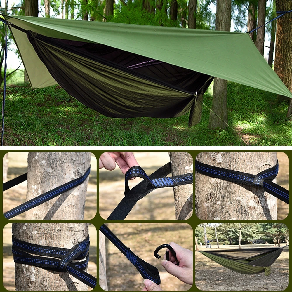 HAMAK Turistinis Z MOSKITIERĄ + TARP BIWAK SURVIVAL ULTRALEKKI WYTRZYMAŁY