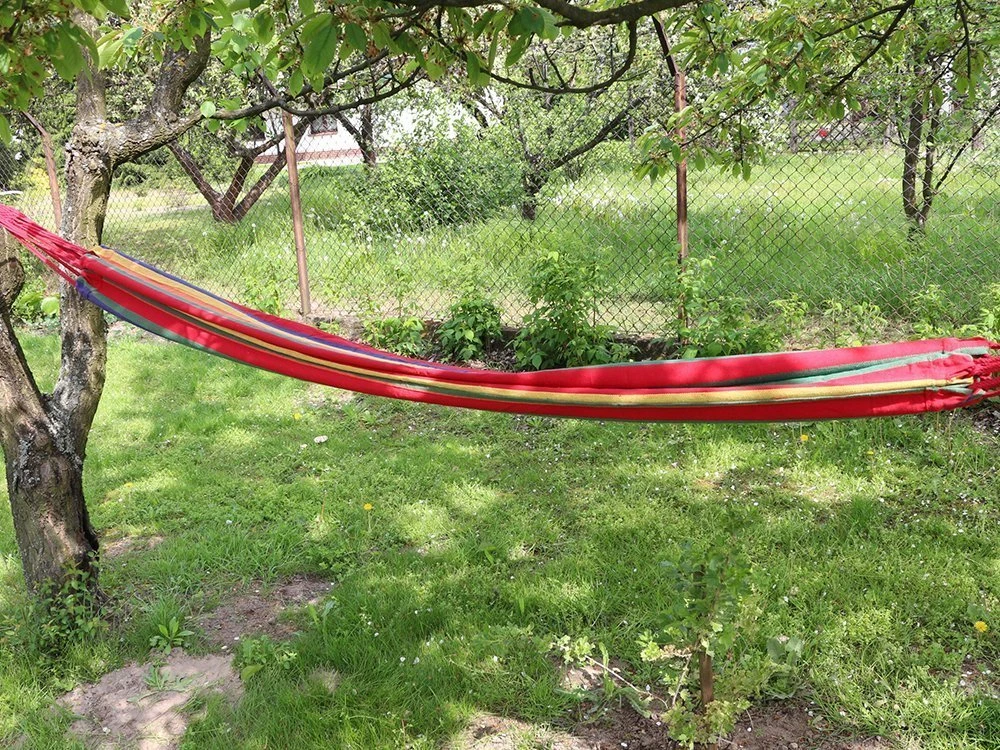 Vienvietis hamakas su dryžiais 200x80 cm su dėklu