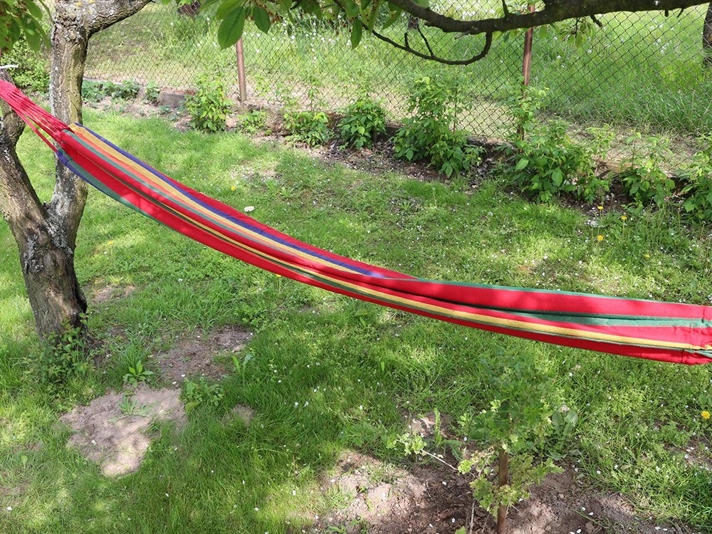 Vienvietis hamakas su dryžiais 200x80 cm su dėklu