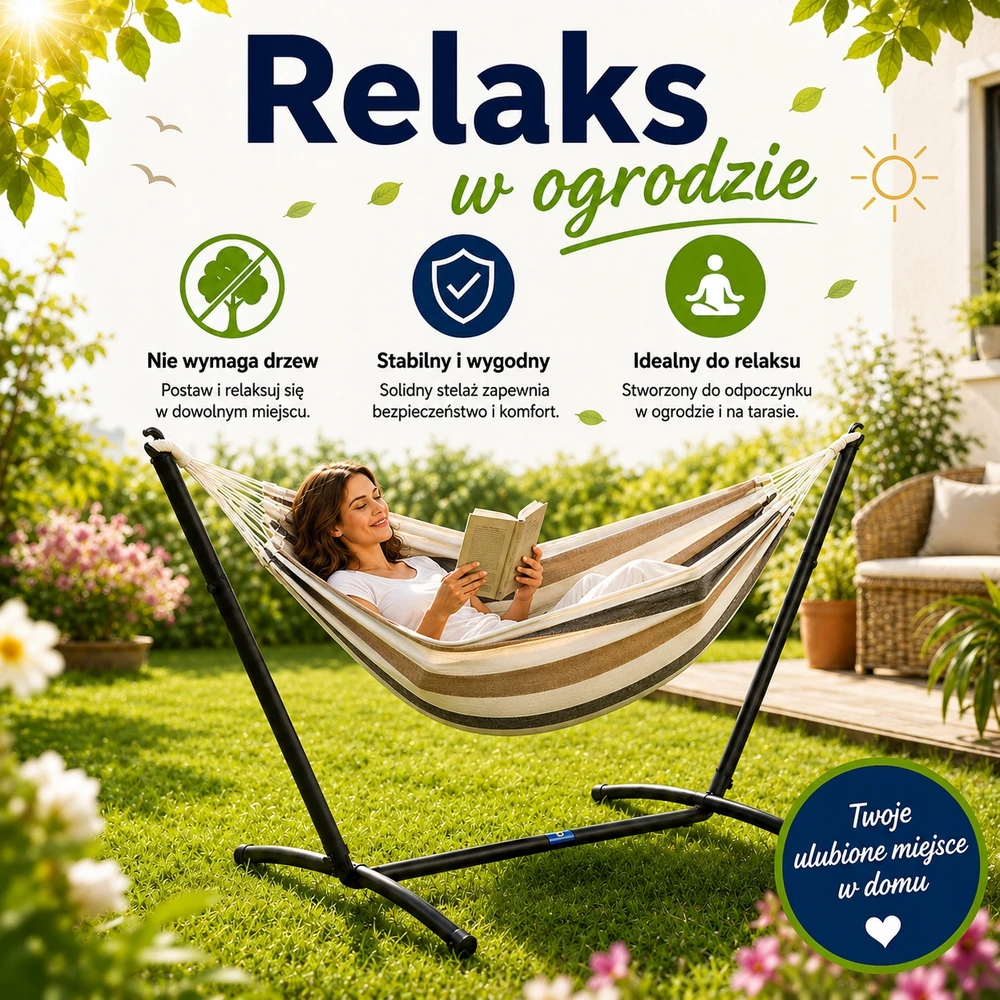 hamakas ant rėmo patogus gultas 120 kg, skirtas sodui lauke, atsparus