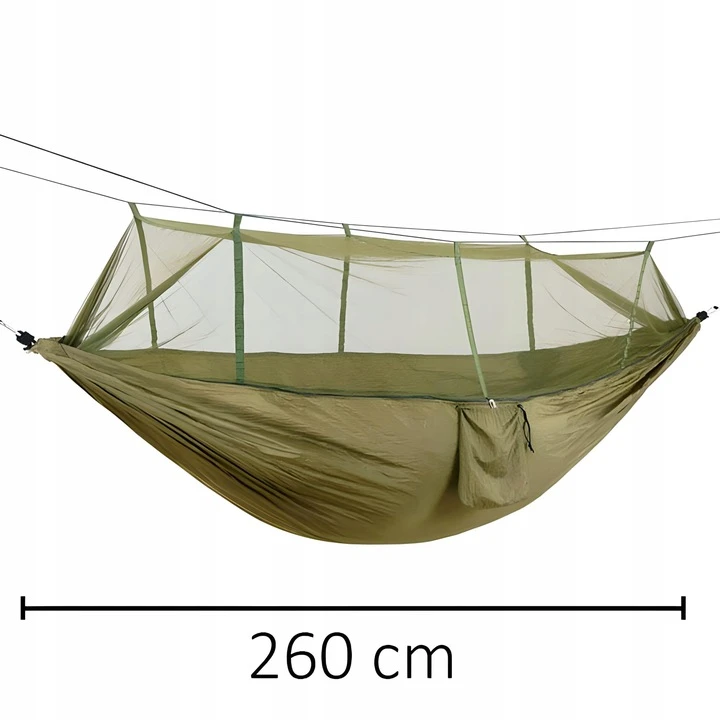 Hamakas su moskitierą Turistinis PODRÓŻNY SURVIVAL 260x140cm NA 2 OSOBY