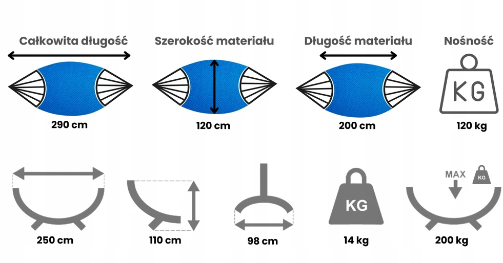 Hamakas su plieniniu rėmu COMPACT terasai, sodo hamakas POTENZA