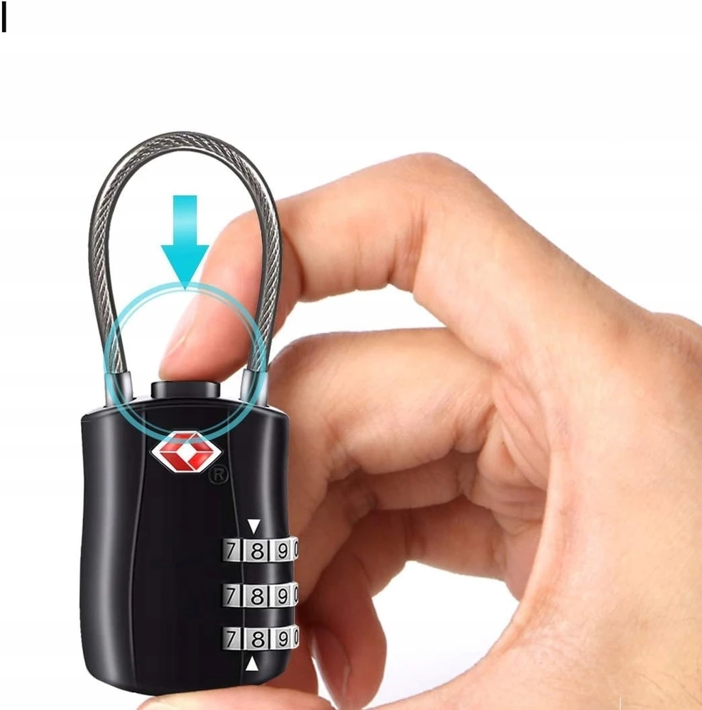 Handmet 2x TSA CODE SISTEMOS BAGAŽO GAMINĖS PAKALINĖS SPYNĖS SU KABELIŲ APSAUGA