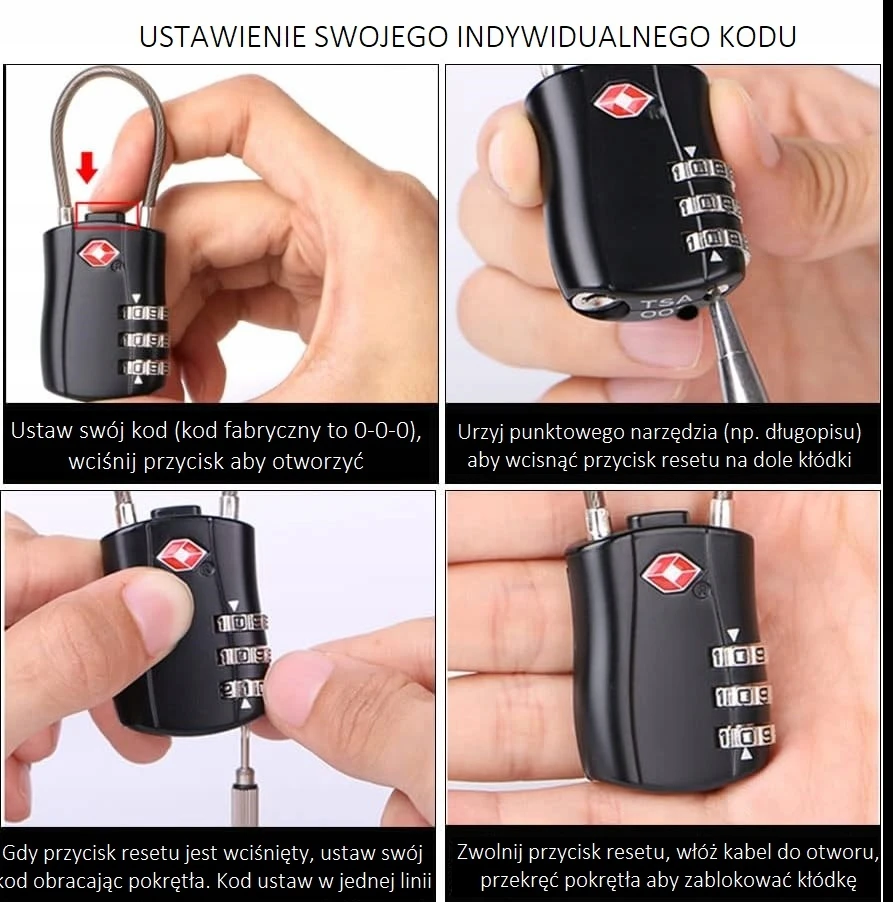 Handmet 2x TSA CODE SISTEMOS BAGAŽO GAMINĖS PAKALINĖS SPYNĖS SU KABELIŲ APSAUGA