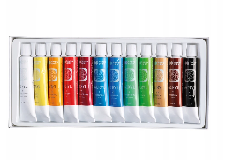 Happy Color akriliniai dažai, 12 spalvų, 12 ml