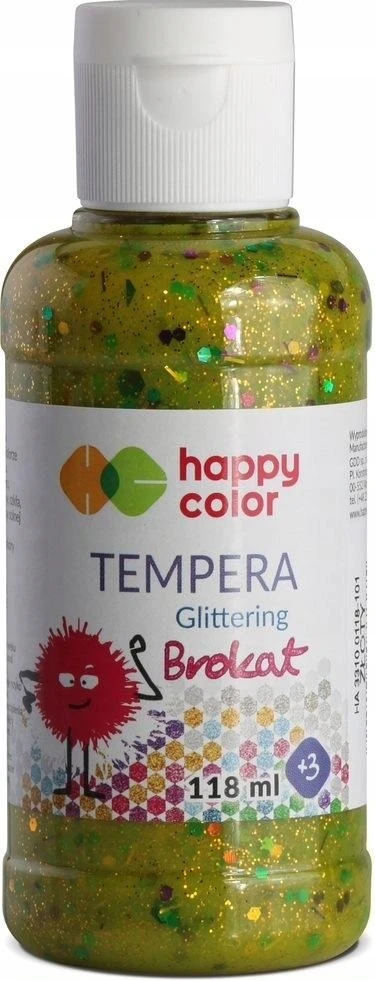Happy Color Farba tempera brokatowa 118ml auksinė