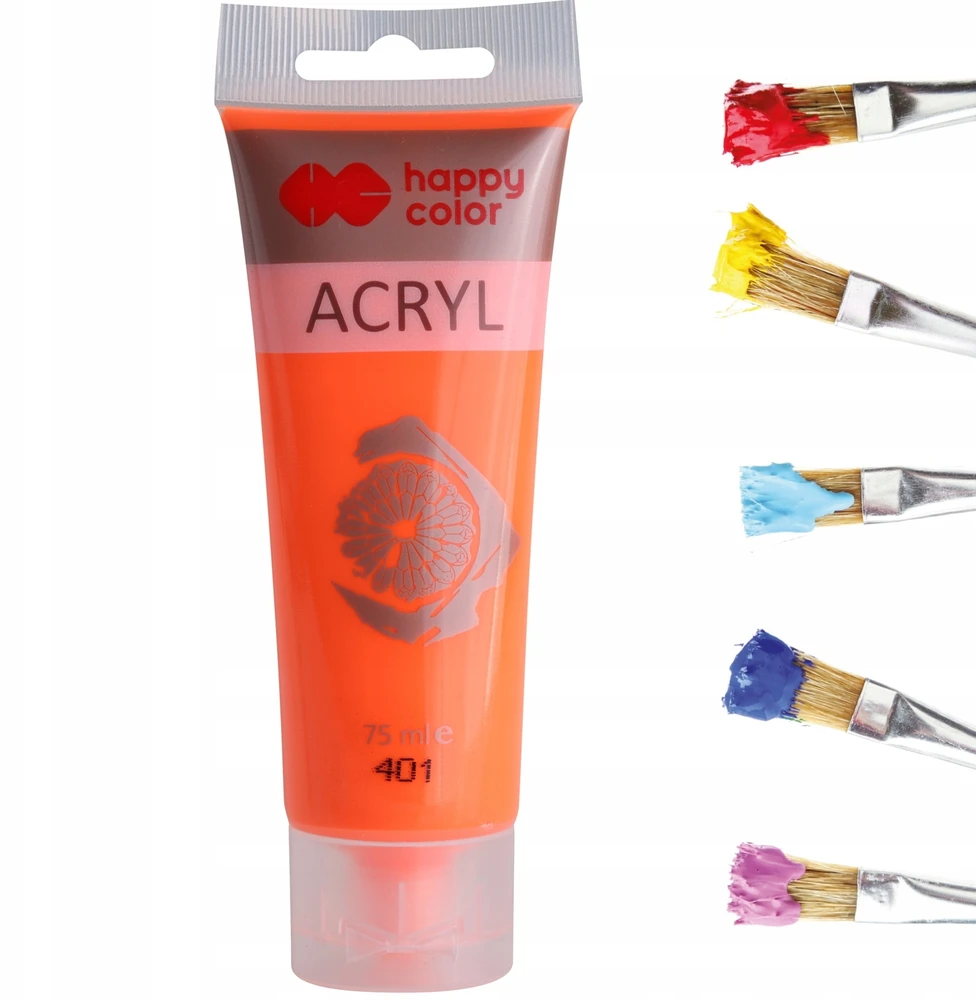 Happy Color Fluorescenciniai oranžiniai akriliniai dažai 75ml
