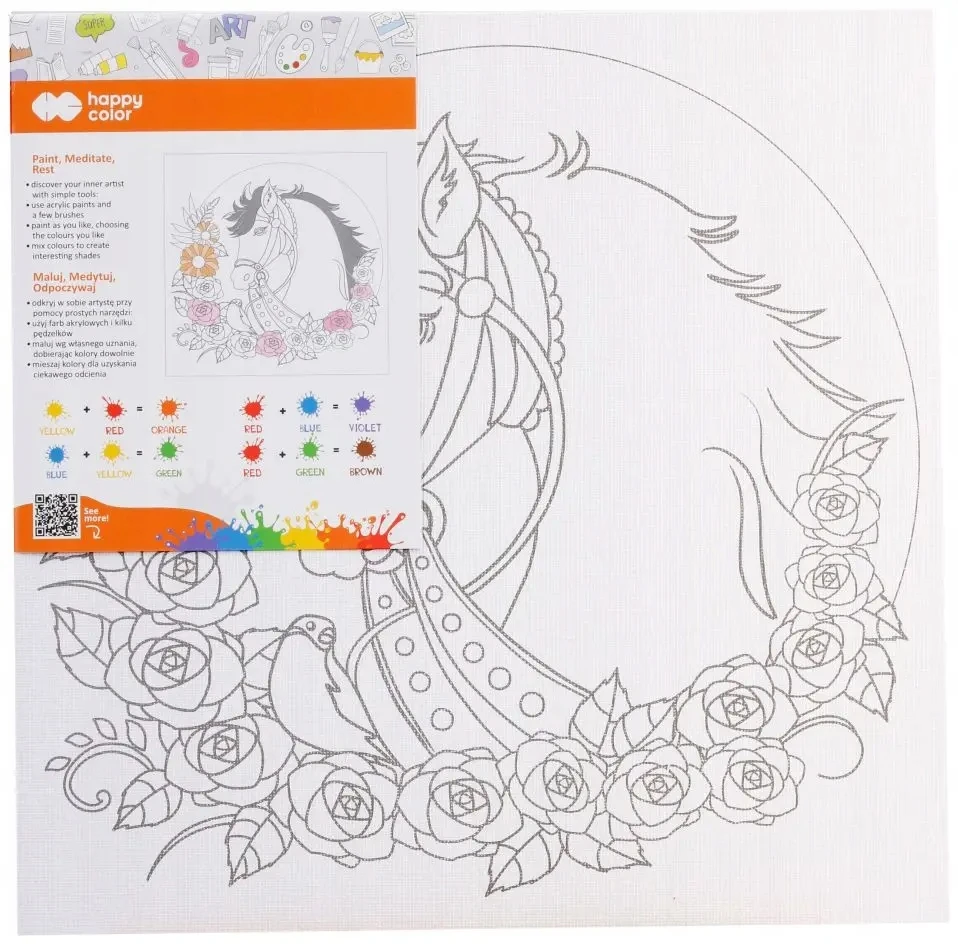 Happy Color medvilninė drobė 25x25 su HORSE spauda