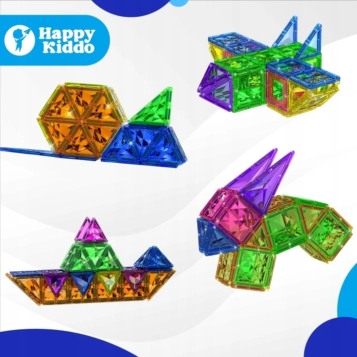 Anek Smily Play Happy Kiddo 3D magnetiniai blokeliai - kūrybinės konstrukcijos edukaciniai blokeliai, 112 vnt.