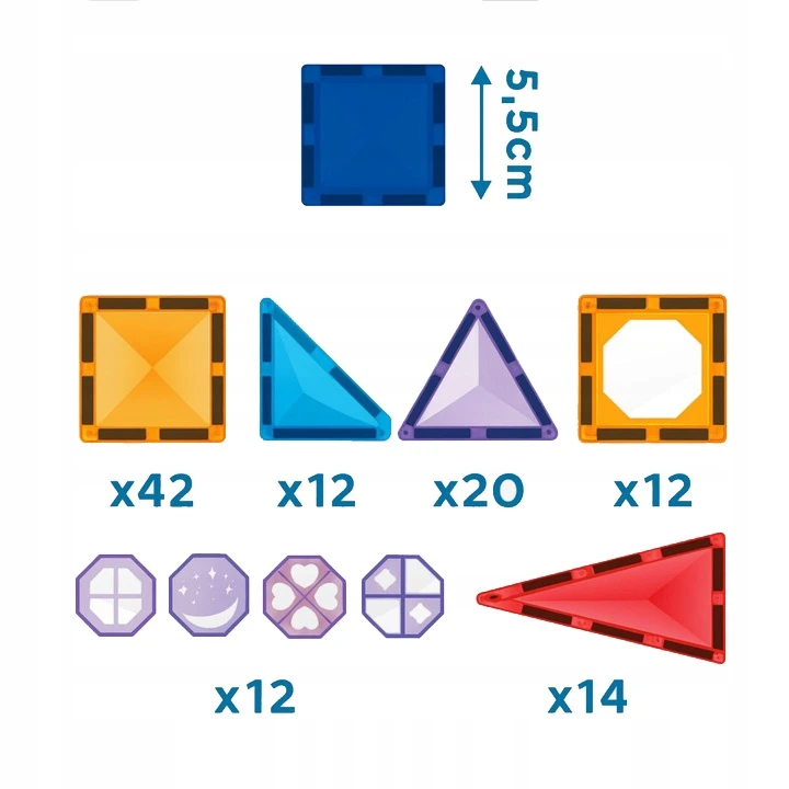 Anek Smily Play Happy Kiddo 3D magnetiniai blokeliai - kūrybinės konstrukcijos edukaciniai blokeliai, 112 vnt.