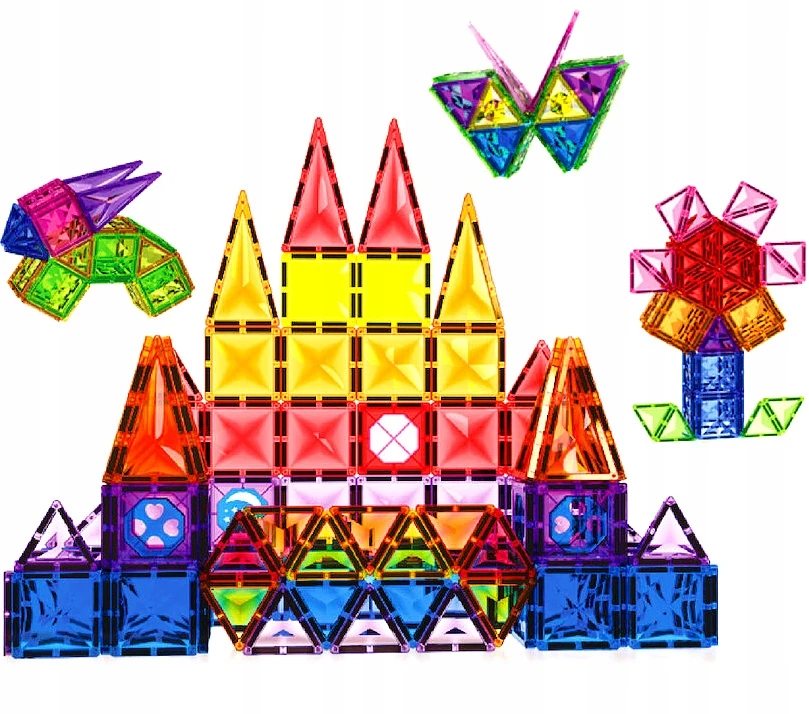 Anek Smily Play Happy Kiddo 3D magnetiniai blokeliai - kūrybinės konstrukcijos edukaciniai blokeliai, 112 vnt.