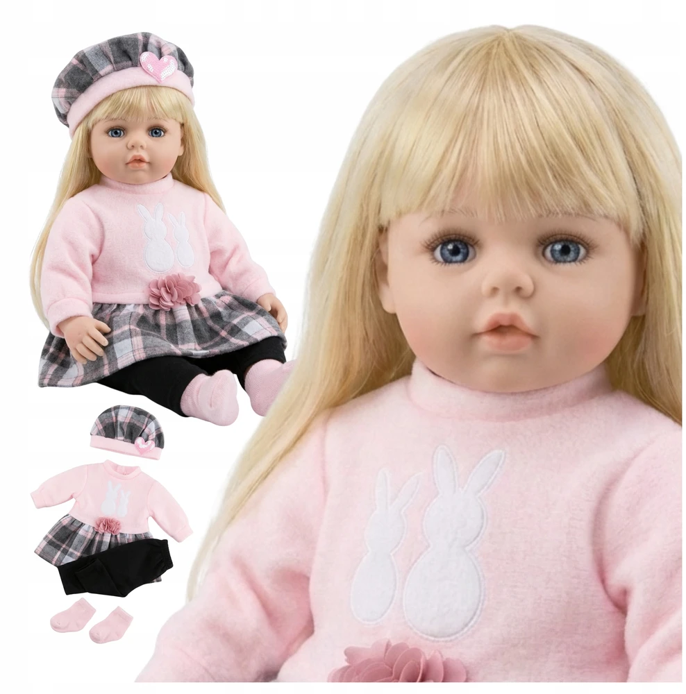 Happy Kiddo Big Baby Doll 56 cm interaktyvus kalba, dainuoja 2 kalbomis kaip tikra Priedai